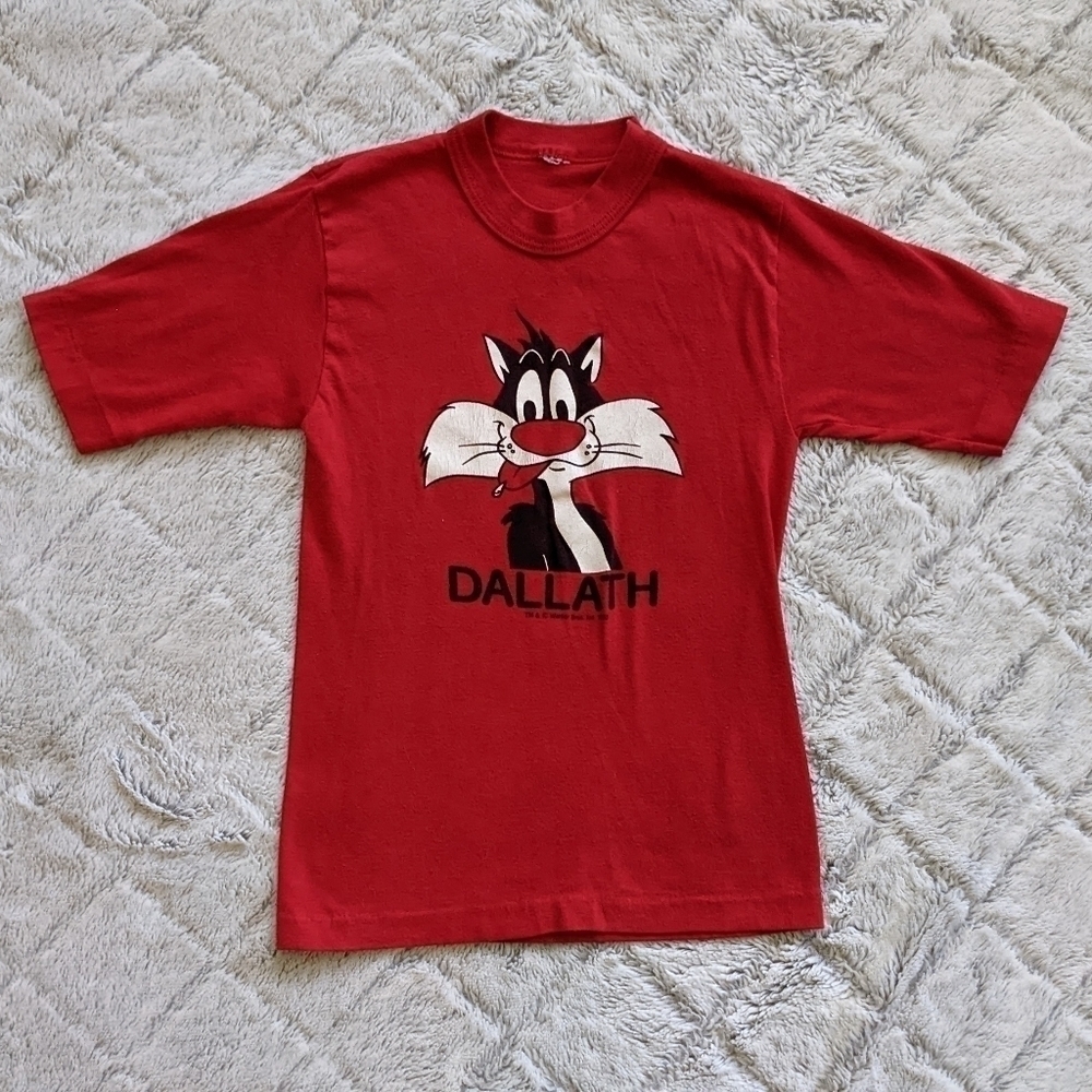 Vintage Warner Brothers Sylvester T Shirt Kids 2T Red Single Stitch Short Sleeve